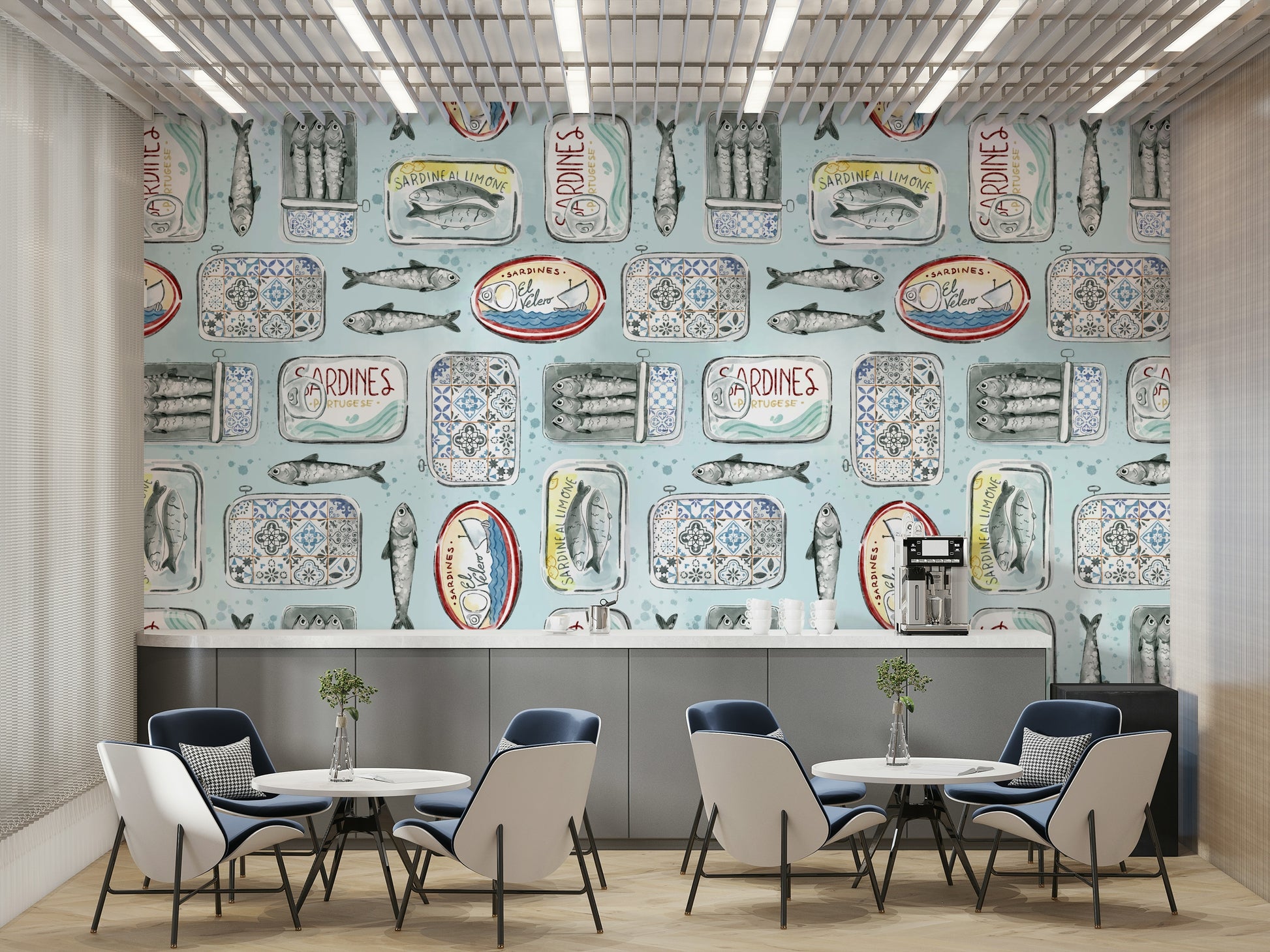 Coastal Portuguese sardine art design

