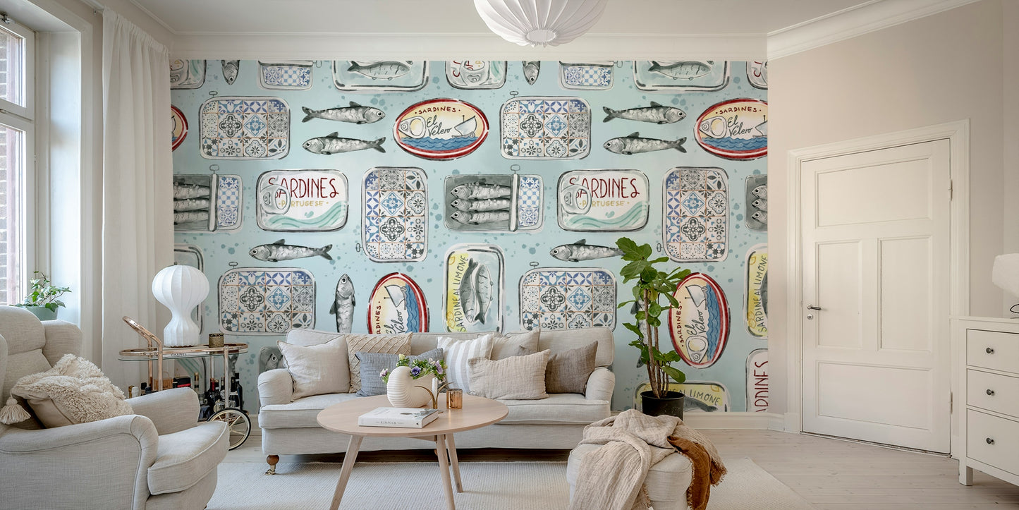 Mediterranean fish tin and tile pattern

