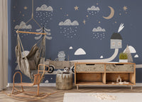 Playful vintage car wallpaper for children
