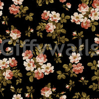 Wall mural with delicate roses and soft greenery

