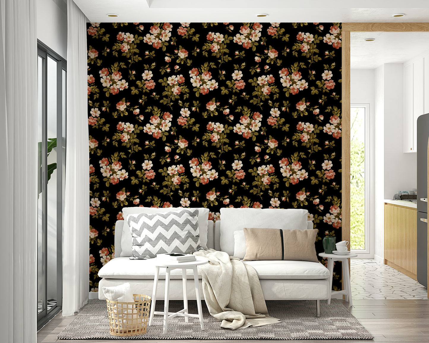 Elegant floral wallpaper for living rooms

