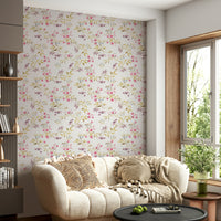 Classic rose mural with watercolor flowers and subtle texture.

