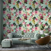 Vintage floral mural wallpaper for bedroom

