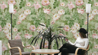 Soft pastel rose floral wall mural

