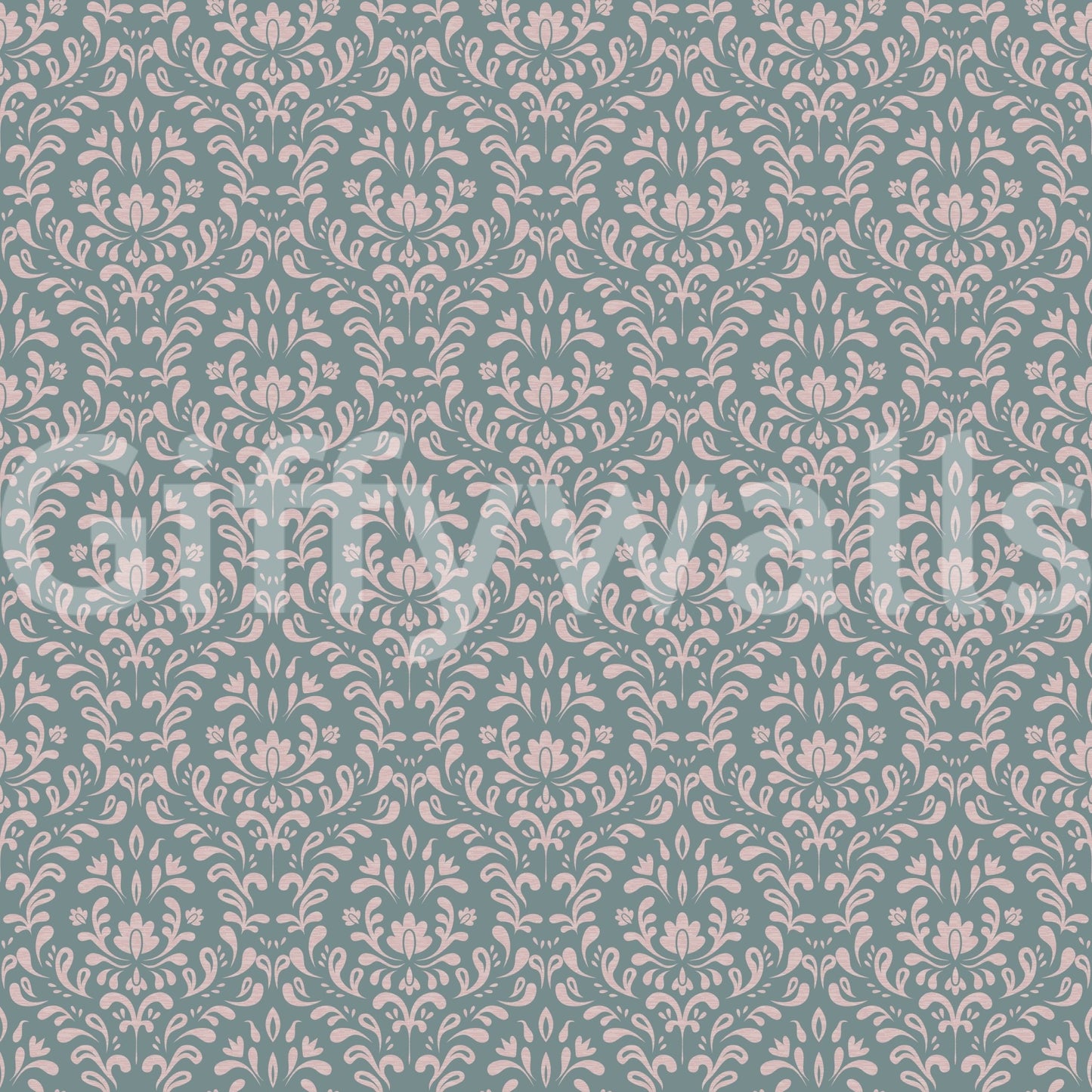 VINTAGE TEAL DAMASK Wallpaper⁠