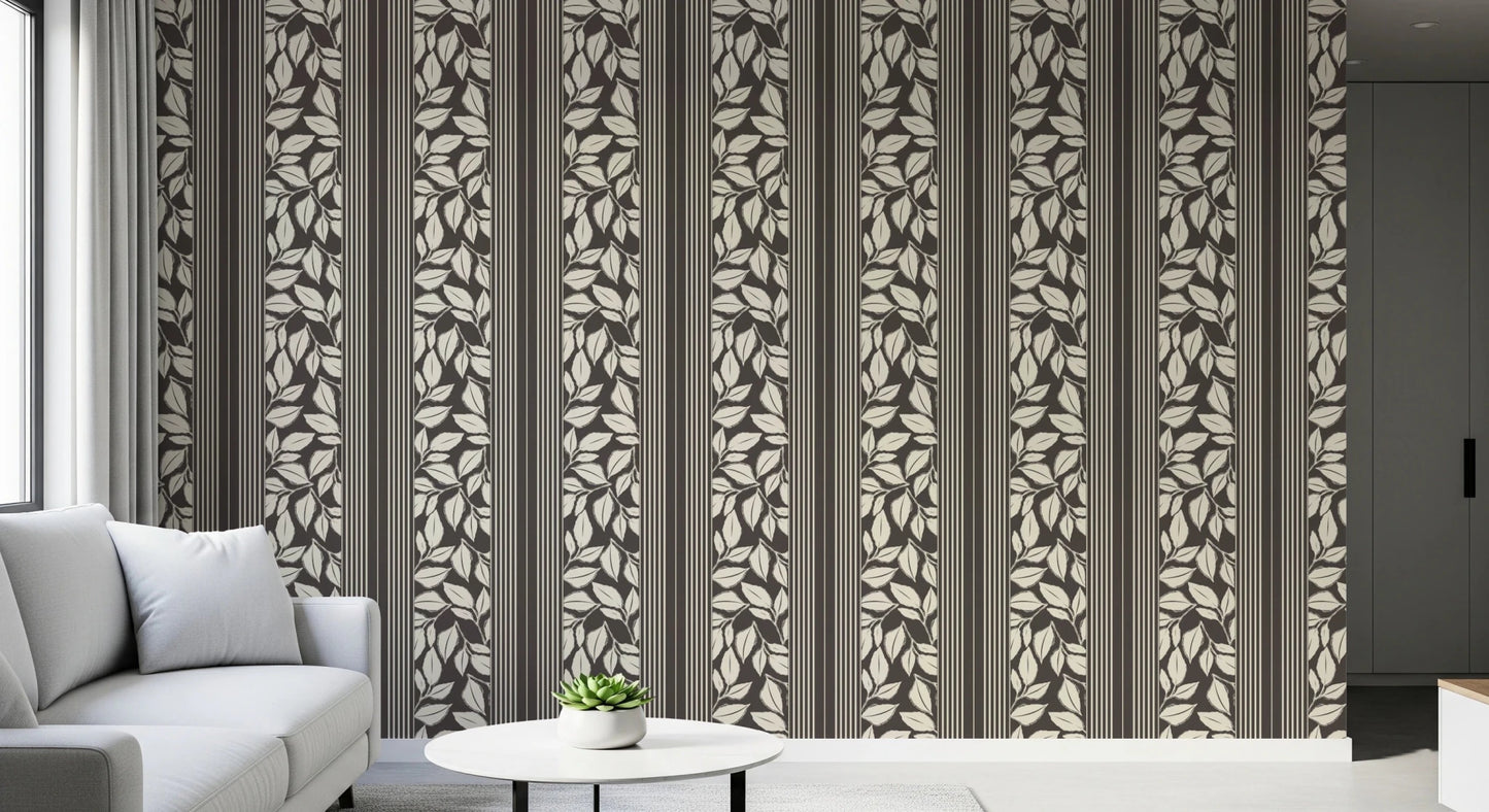 Vintage Trailing Foliage Brown Wallpaper⁠
