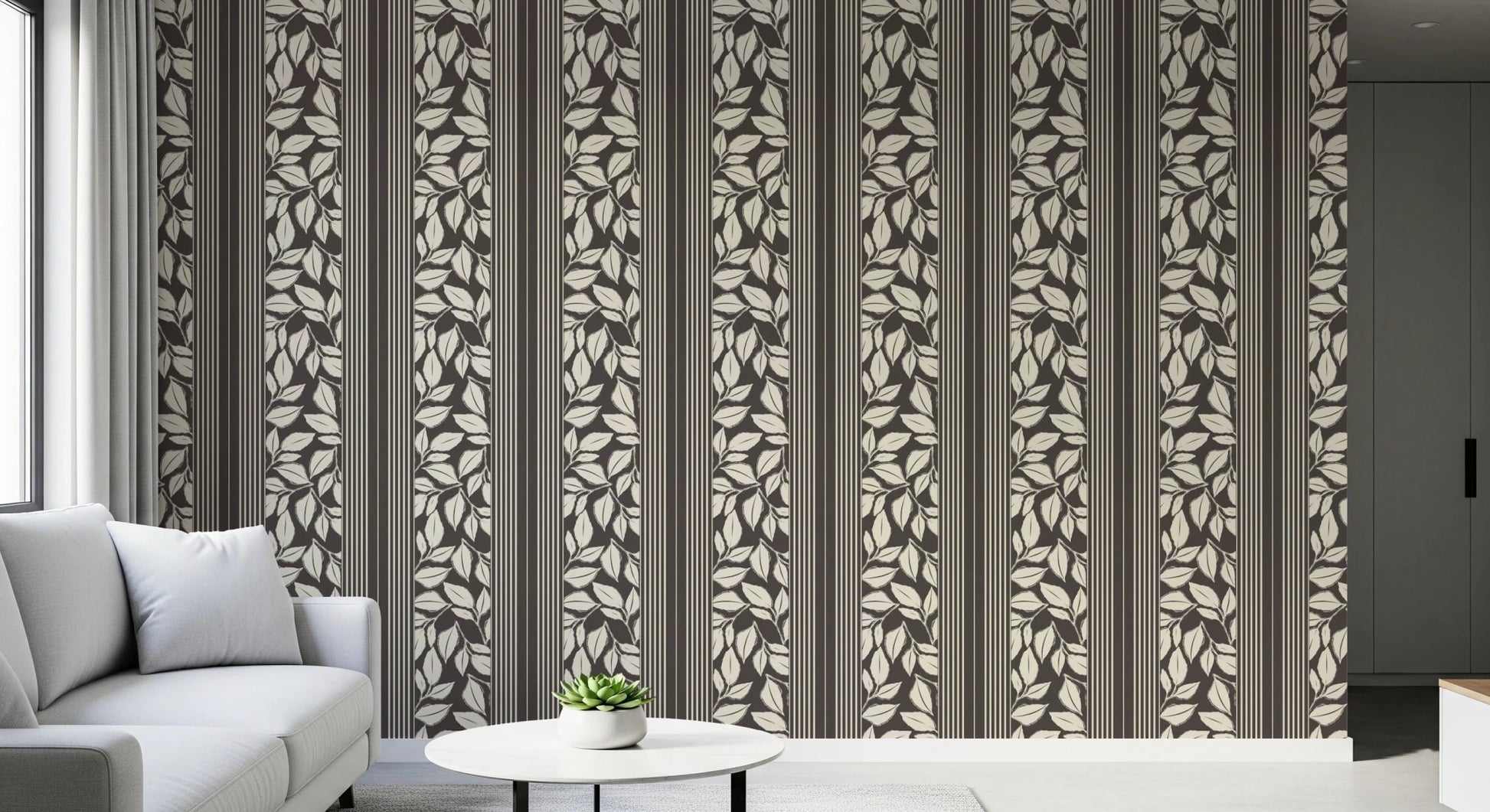 Vintage Trailing Foliage Brown Wallpaper⁠