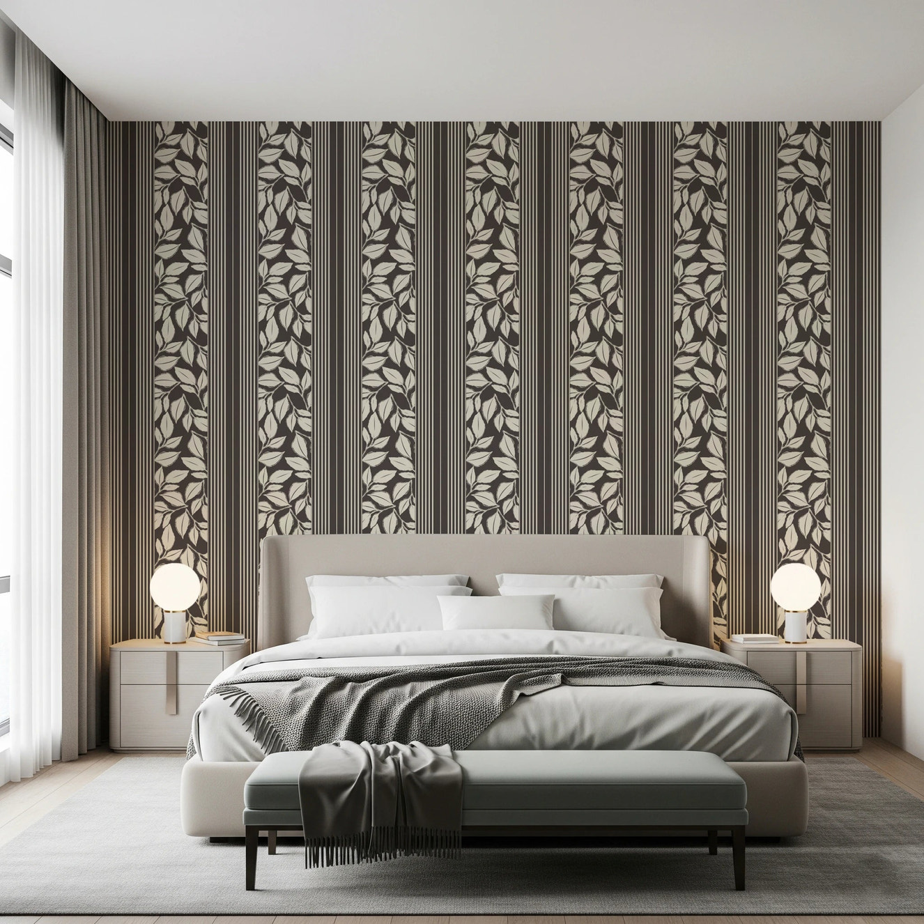 Vintage Trailing Foliage Brown Wallpaper⁠