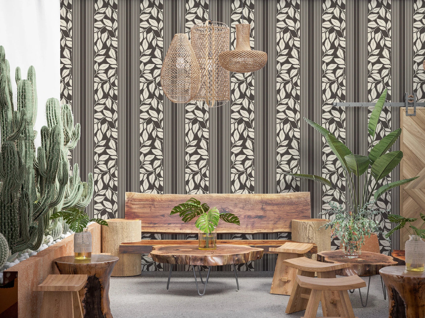 Vintage Trailing Foliage Brown Wallpaper⁠