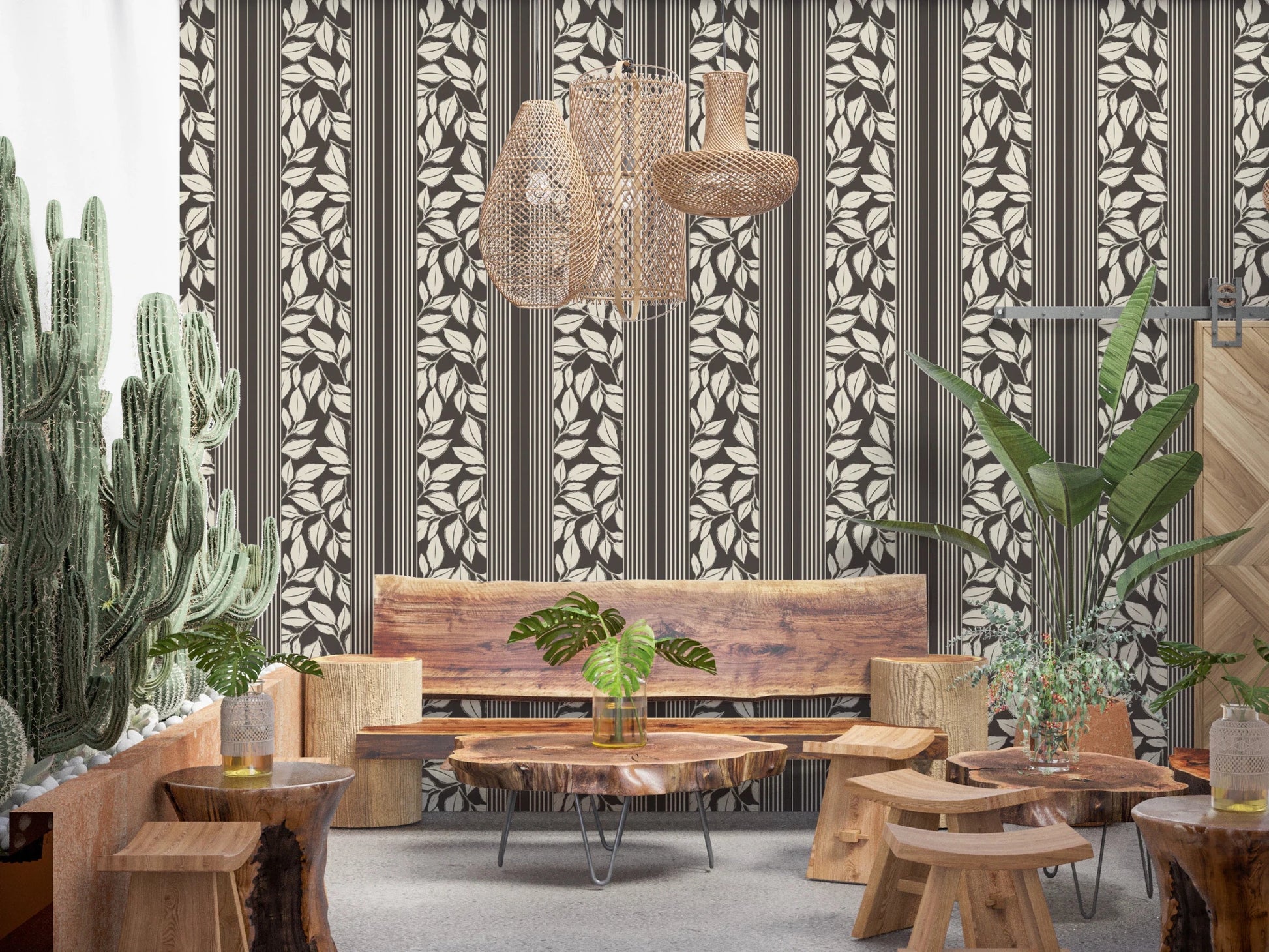 Vintage Trailing Foliage Brown Wallpaper⁠