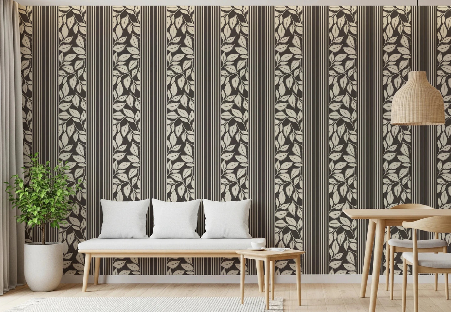 Vintage Trailing Foliage Brown Wallpaper⁠