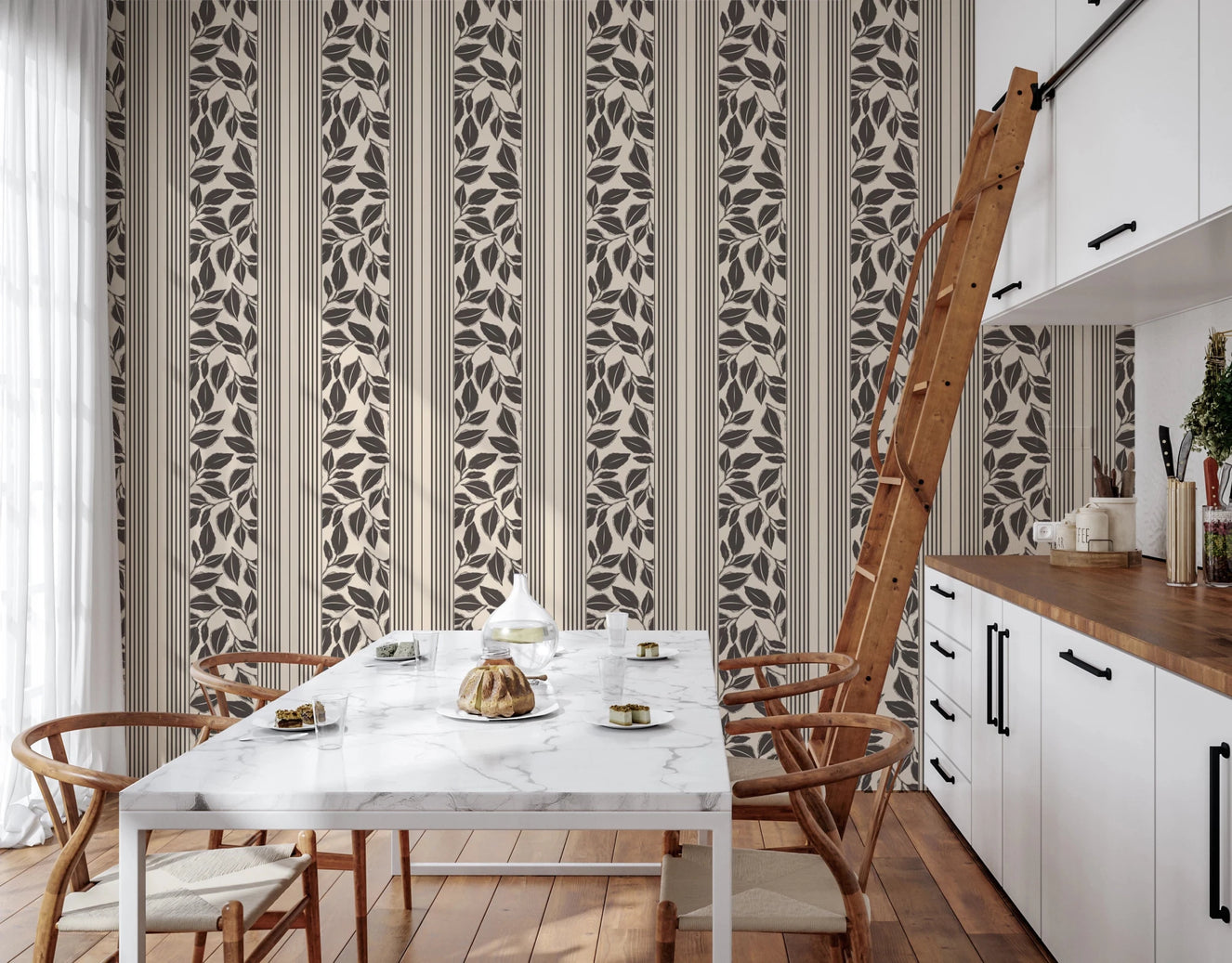 Vintage Trailing Foliage Cream Wallpaper⁠