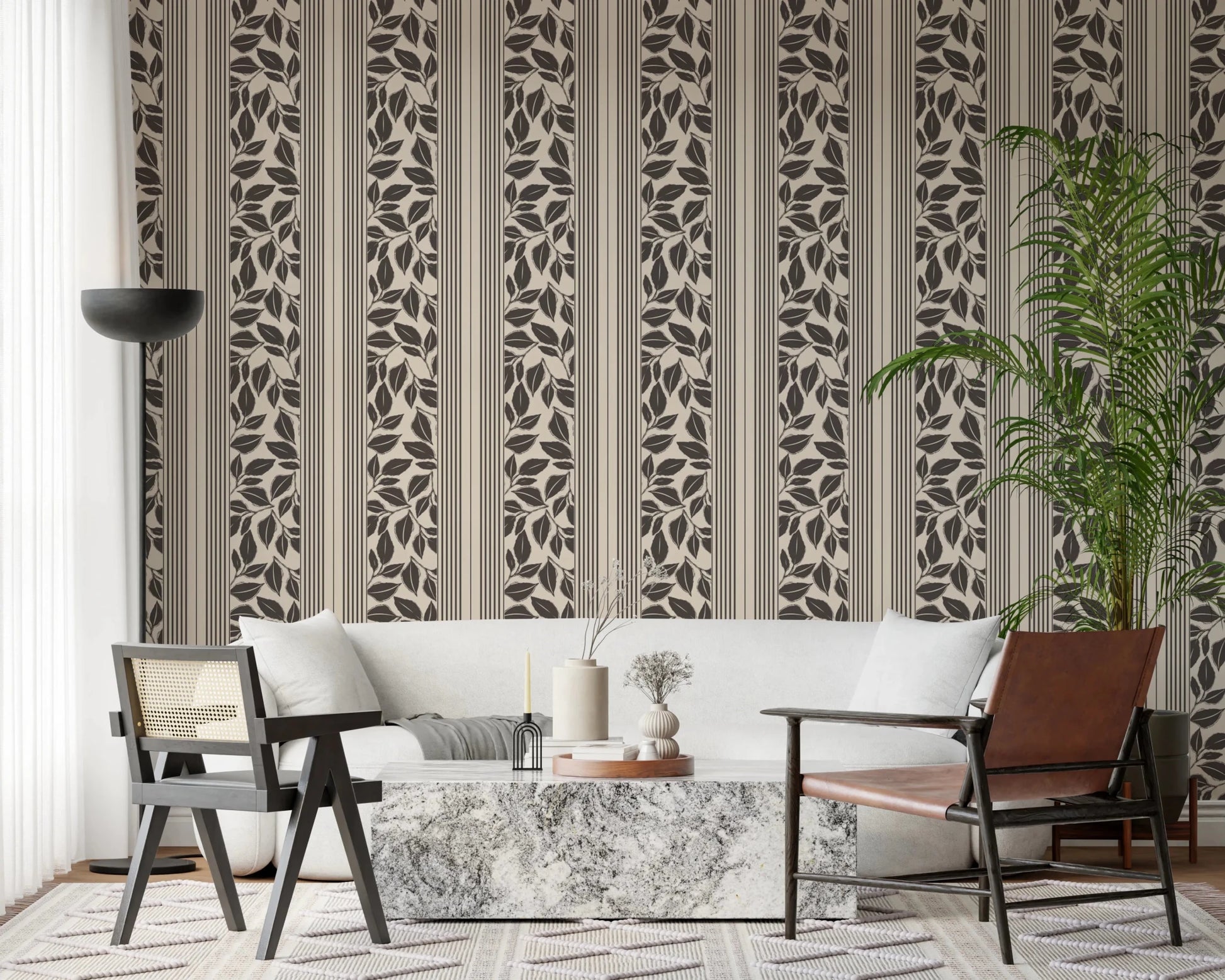 Vintage Trailing Foliage Cream Wallpaper⁠