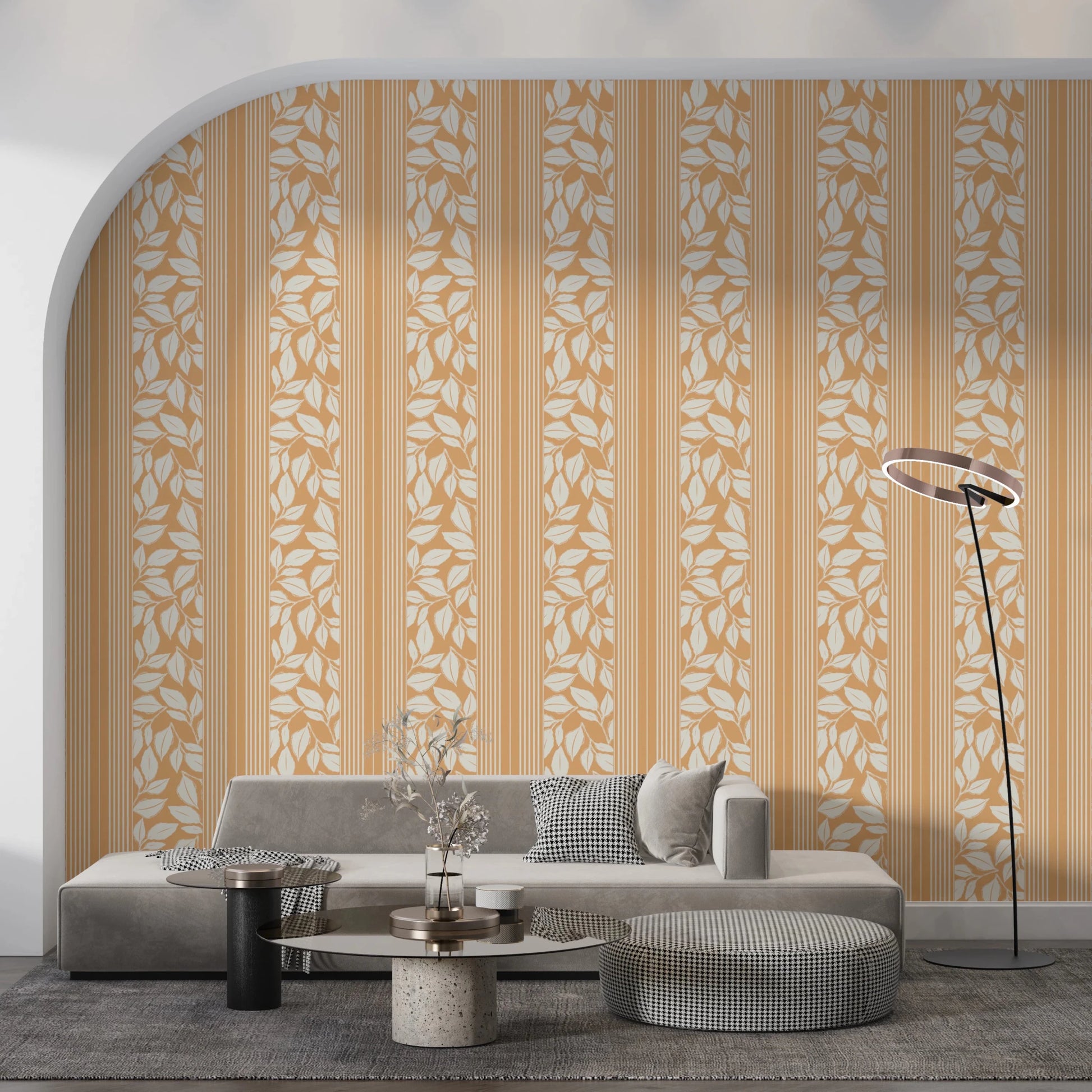 Vintage Trailing Foliage Golden Wallpaper⁠