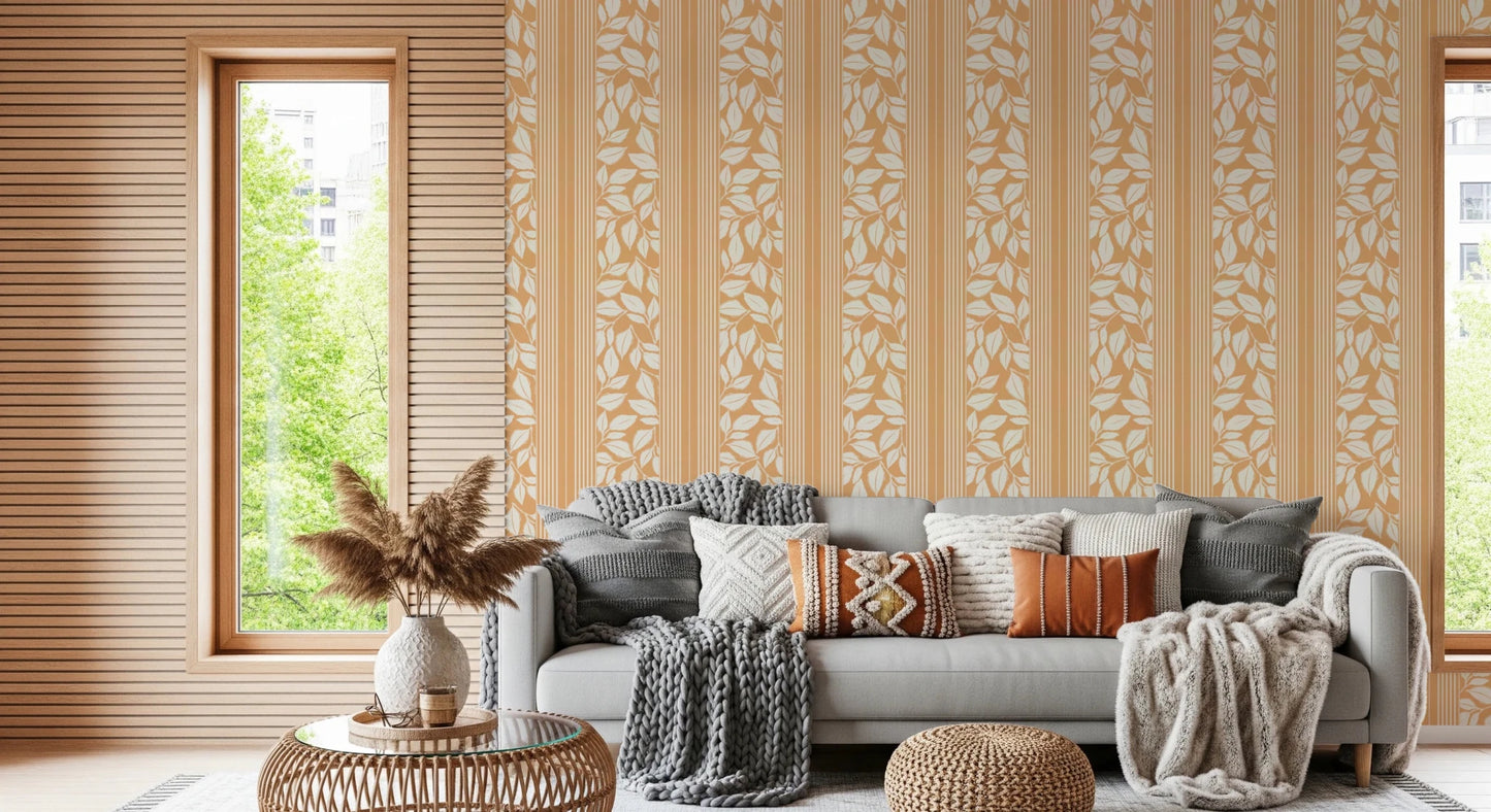Vintage Trailing Foliage Golden Wallpaper⁠