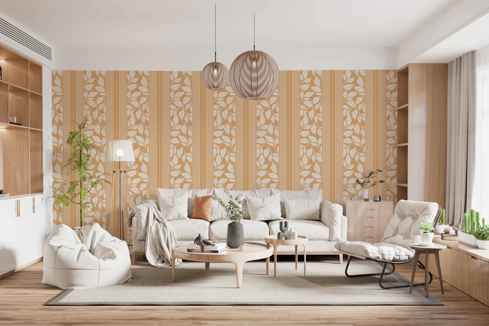 Vintage Trailing Foliage Golden Wallpaper⁠