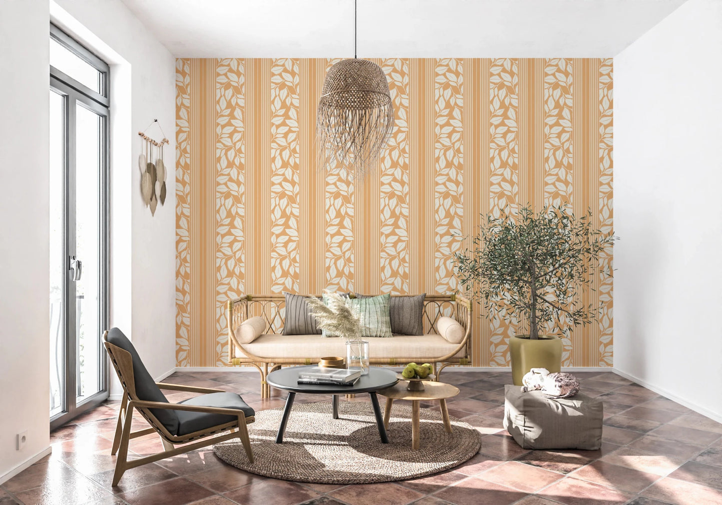 Vintage Trailing Foliage Golden Wallpaper⁠