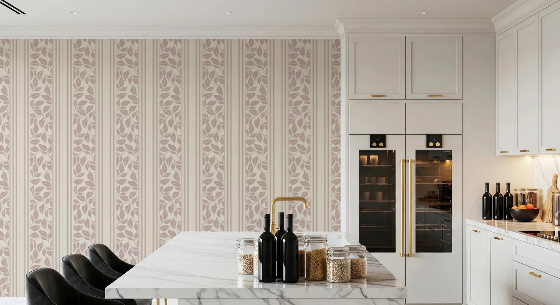 Vintage Trailing Foliage Mauve Wallpaper⁠
