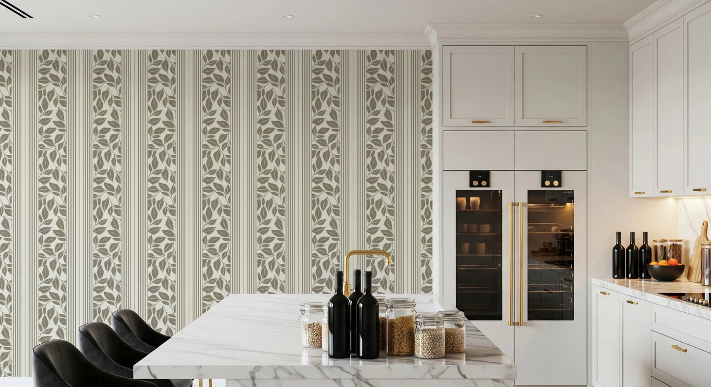 Vintage Trailing Foliage Olive Green Wallpaper⁠