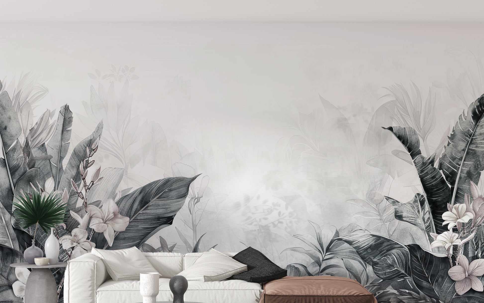 Vintage tropical forest leaves wallpaper
