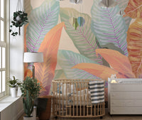 Elegant Vintage Tropical Leaf Wallpaper
