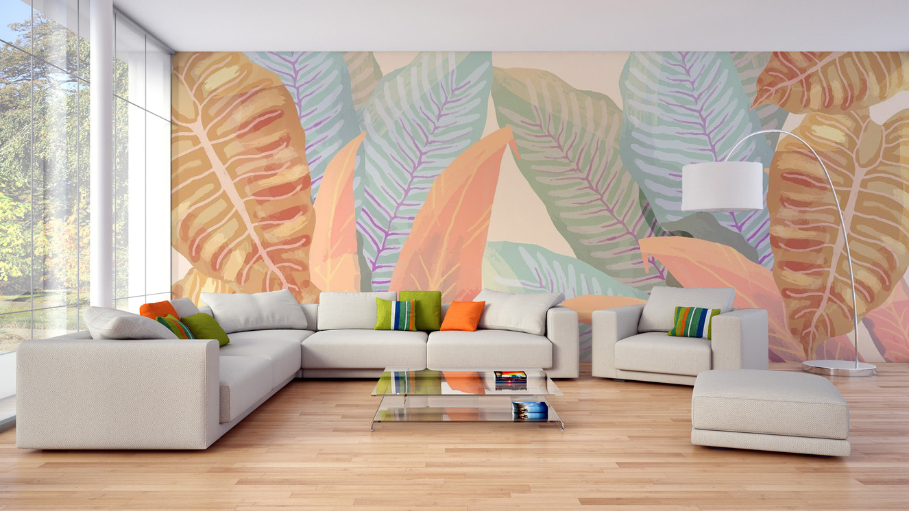 Vintage Tropical Leaves Wallpaper Mural
