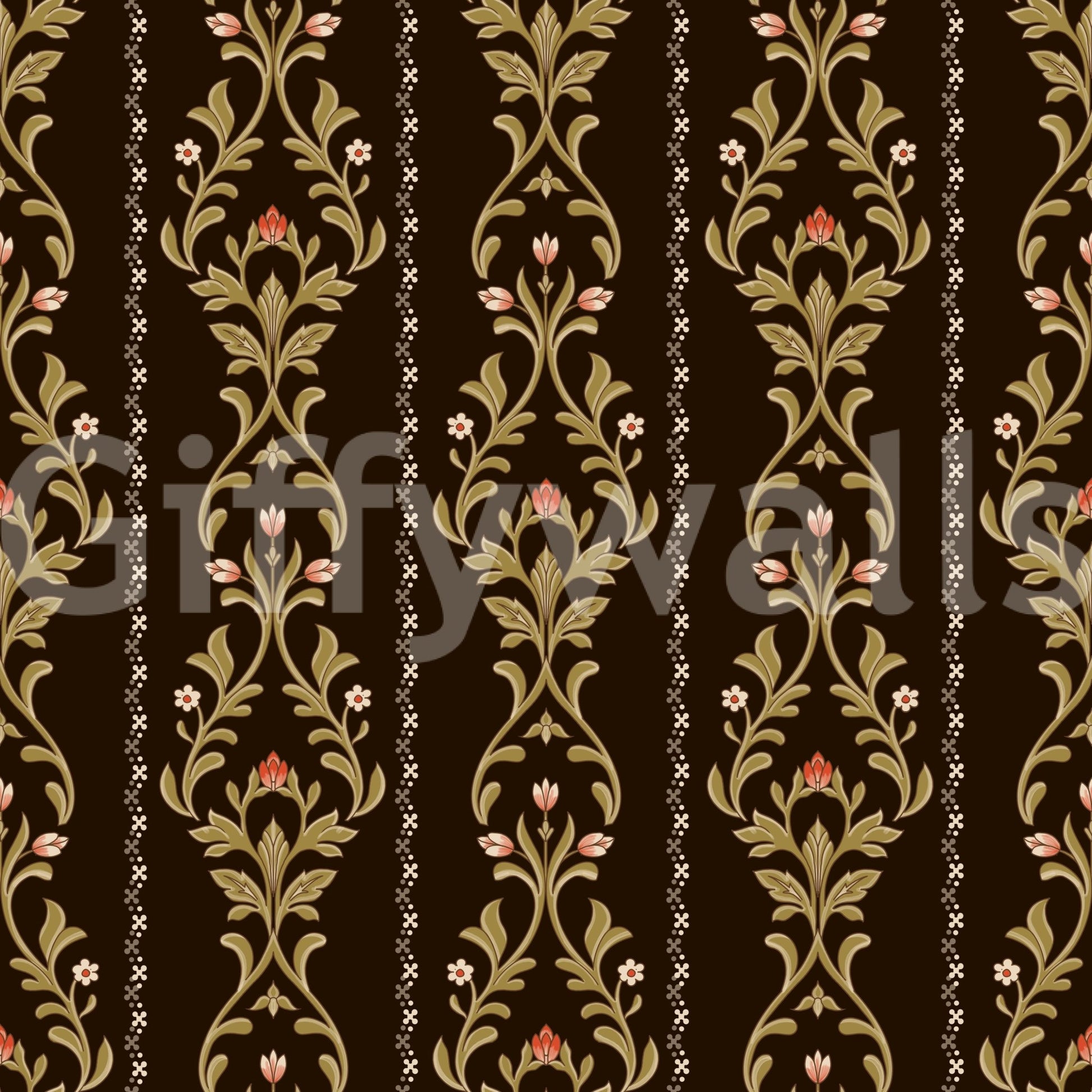 Vintage Vine wallpaper pattern in workspace with natural green color accents
