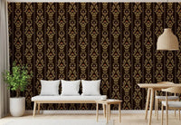 Decorative vine wallpaper for feature wall in contemporary dining room
