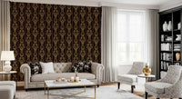 Neutral Vintage Vine wallpaper on living rooms feature wall with soft beige tones
