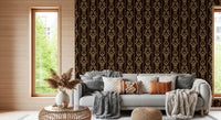 Traditional vine wallpaper mural in hallway with soft vintage color finish
