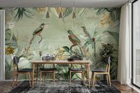 Vintage map and jungle mural wallpaper

