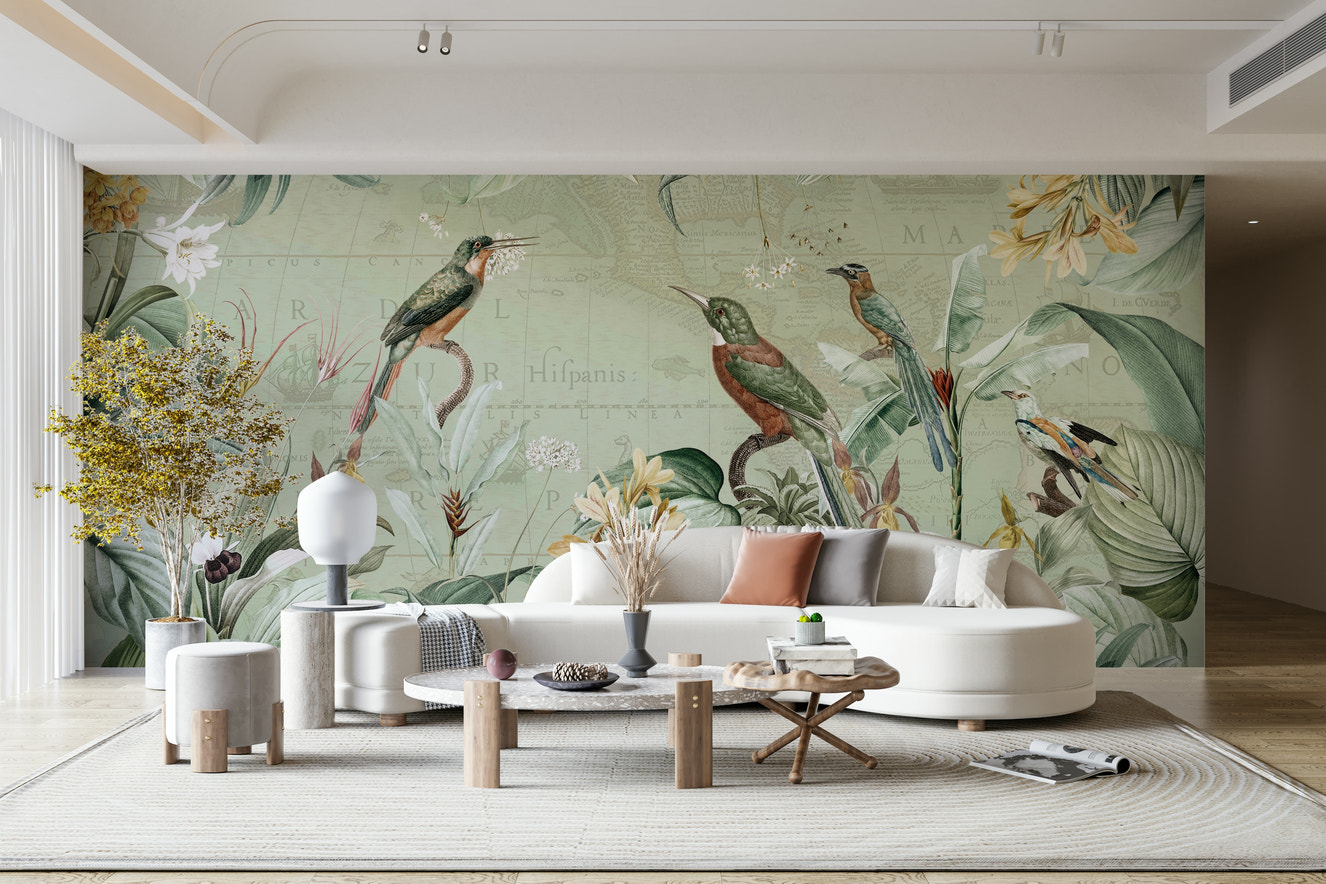 Vintage Voyage Tropical Expedition mural wallpaper

