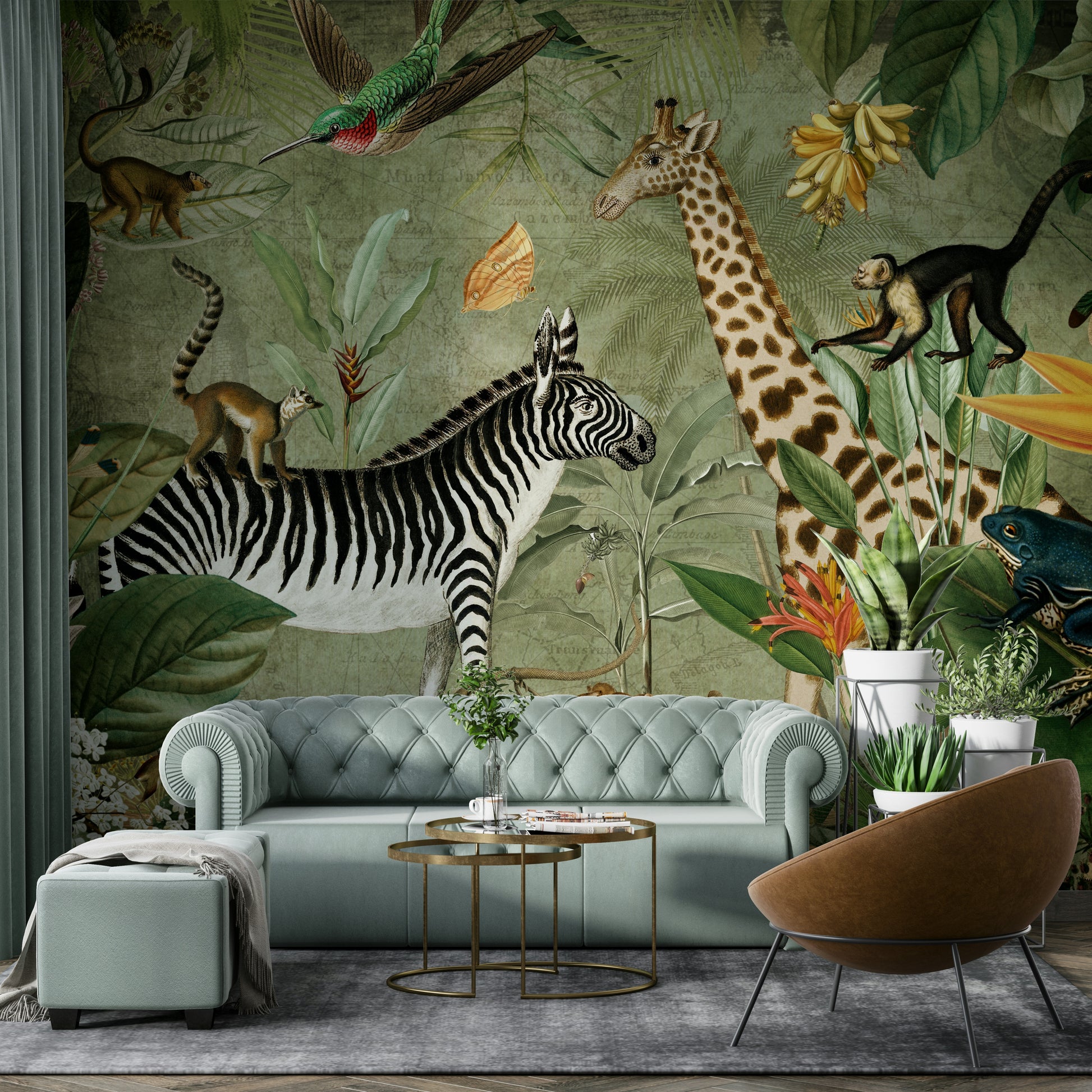 Tranquil jungle wall mural perfect for bedrooms or offices.

