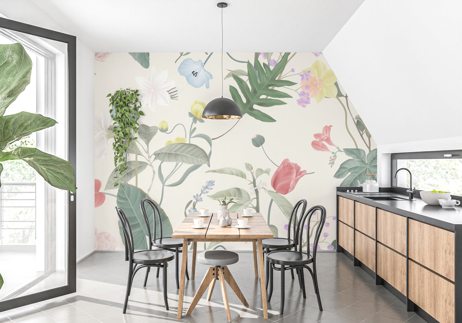 Vintage wildflowers wallpaper mural - Giffywalls