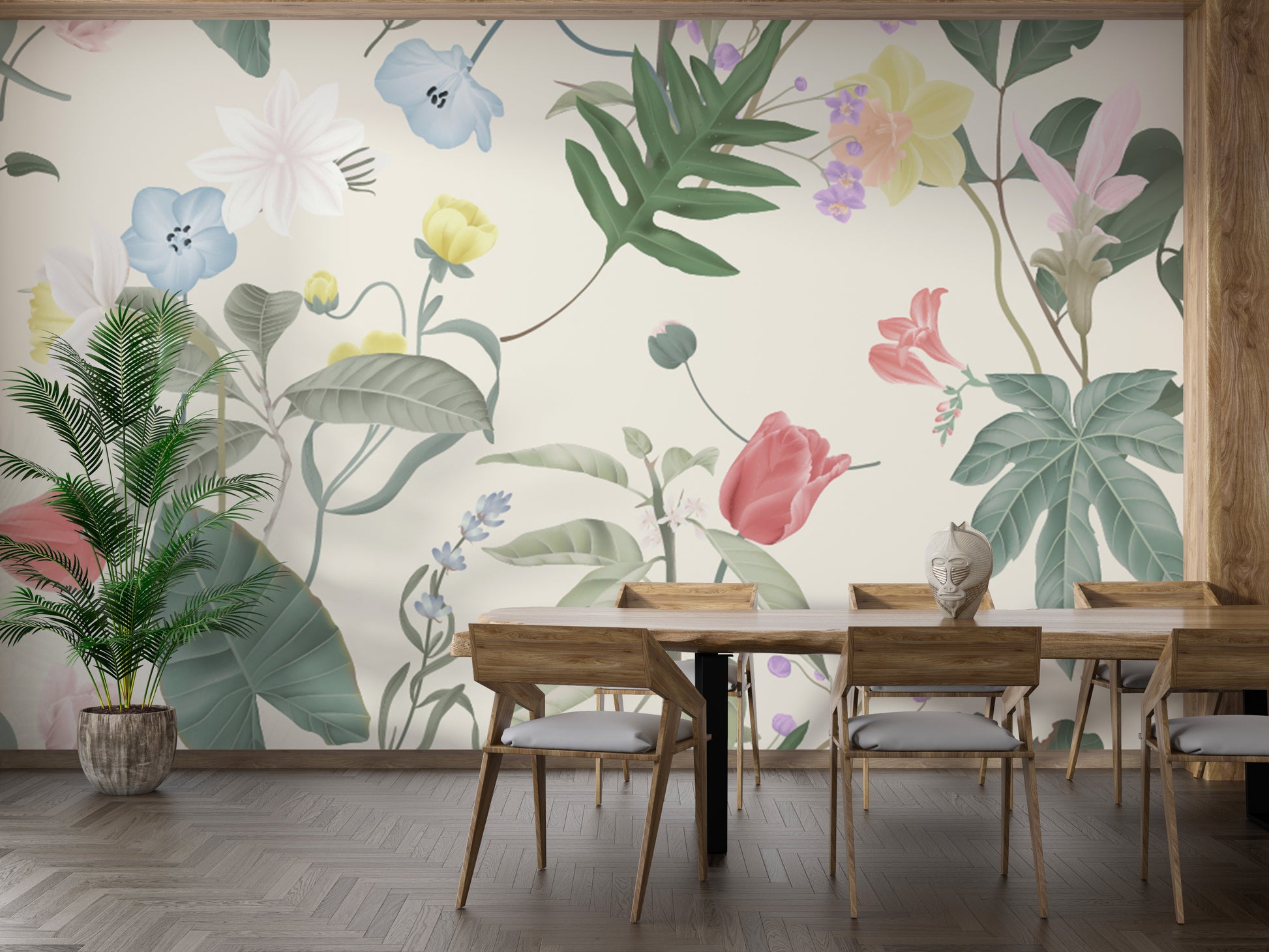 Serene Vintage Floral Wallpaper for Living Rooms