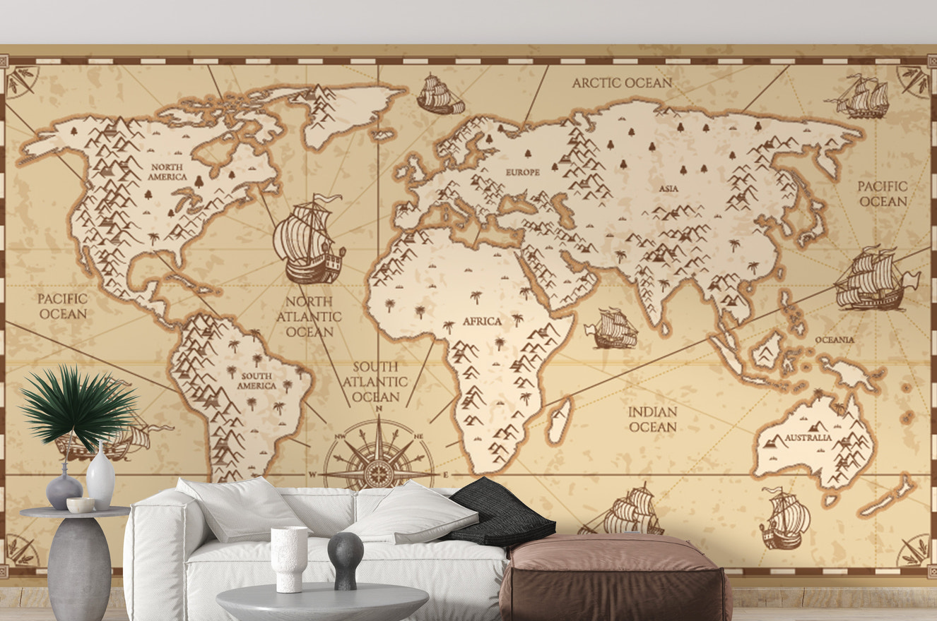 Vintage World Map Wallpaper For Walls - Giffywalls