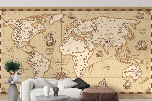 Vintage World Map Wallpaper For Walls - Giffywalls
