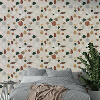 Vitruvian-style wall covering in neutral tones

