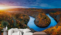 Vltava River Autumn Forest Wallpaper Mural