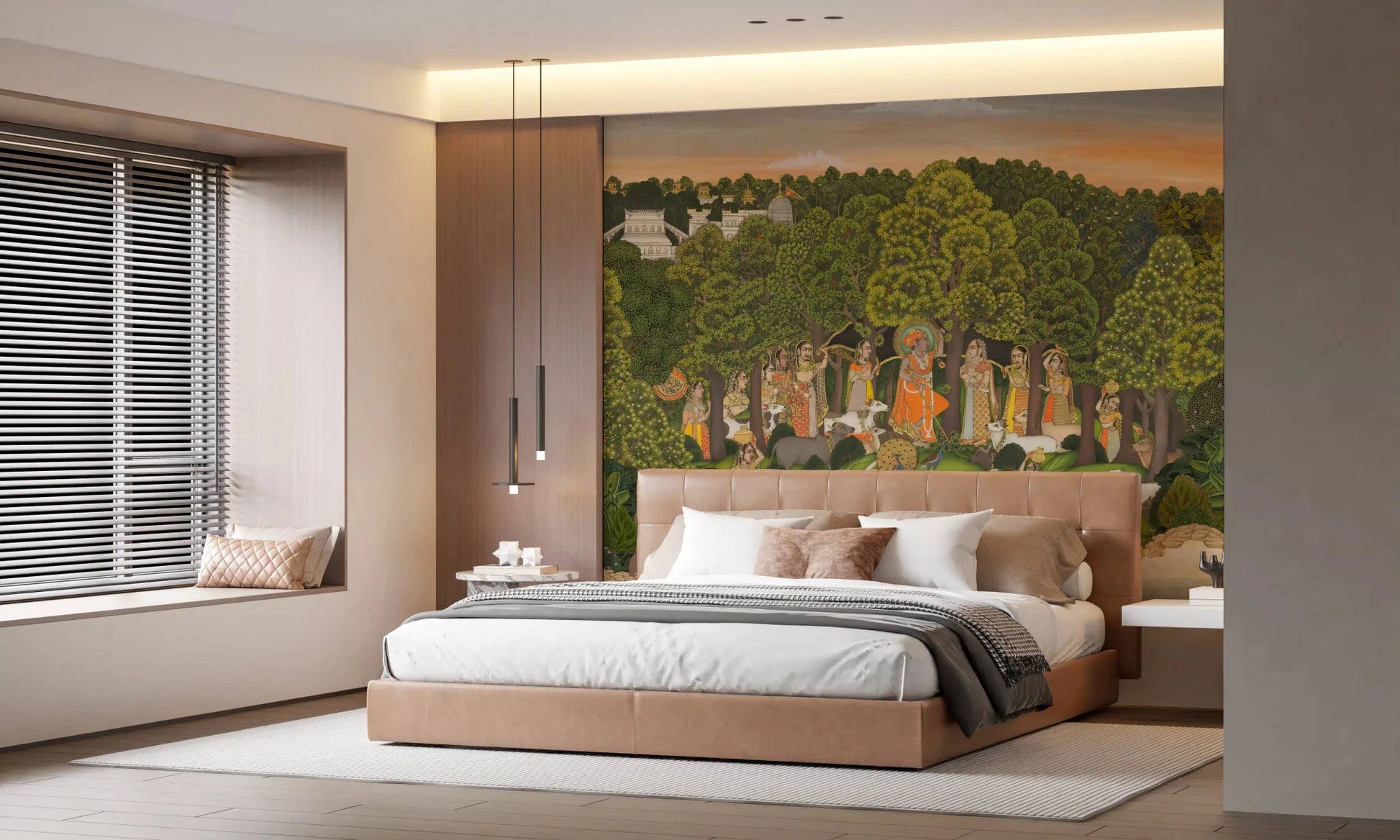 Krishna forest scene Vrindavan Forest Gathering wall mural bedroom