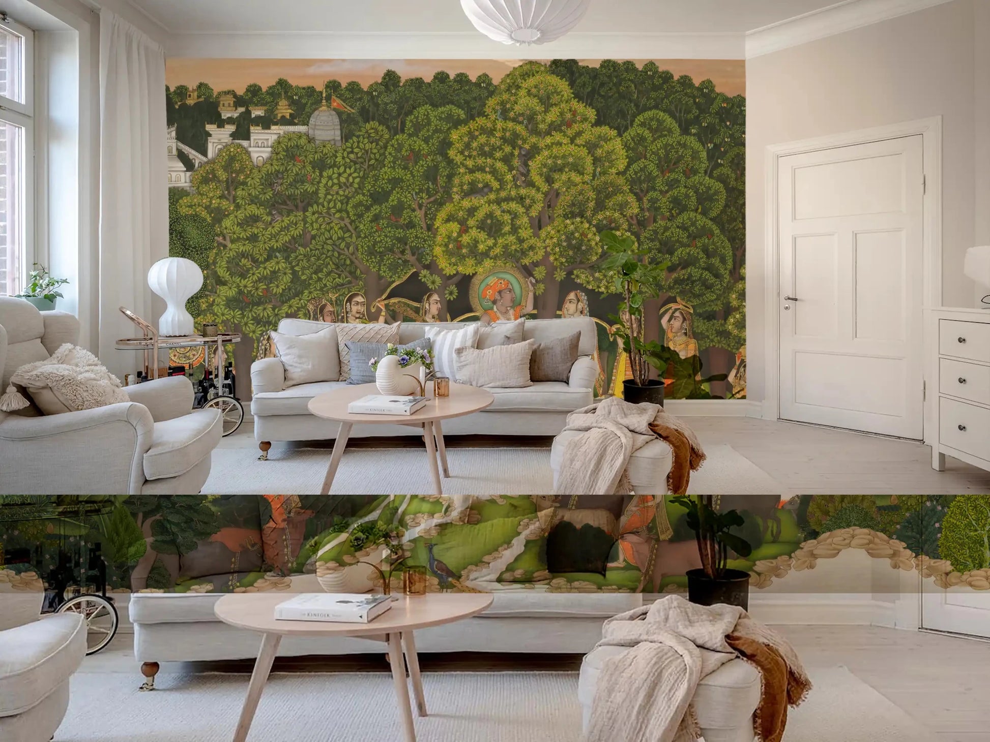 Indian miniature painting Vrindavan Forest Gathering wall mural