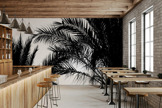 The peel and stick wallpaper showing realistic nature textures.

