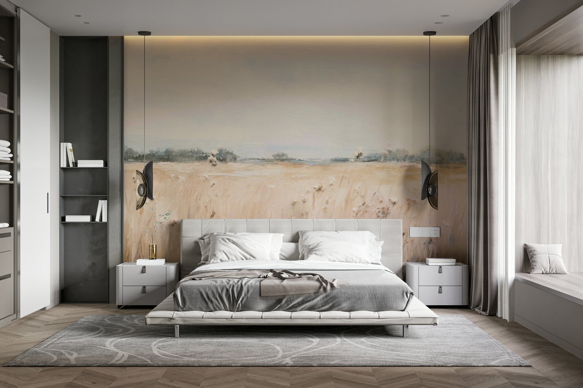 August countryside mural in warm seasonal light

