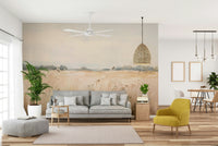 August-inspired wall mural with warm summer tones


