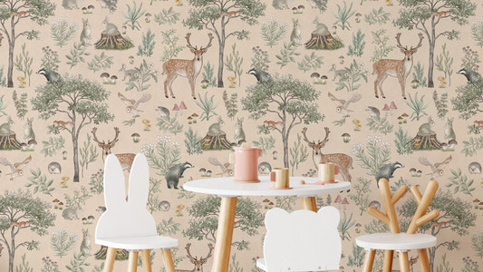 Warm Beige Wildlife Wallpaper