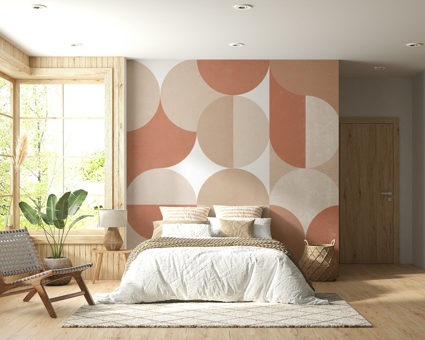 Muted Warm Tones Circles Wall Mural