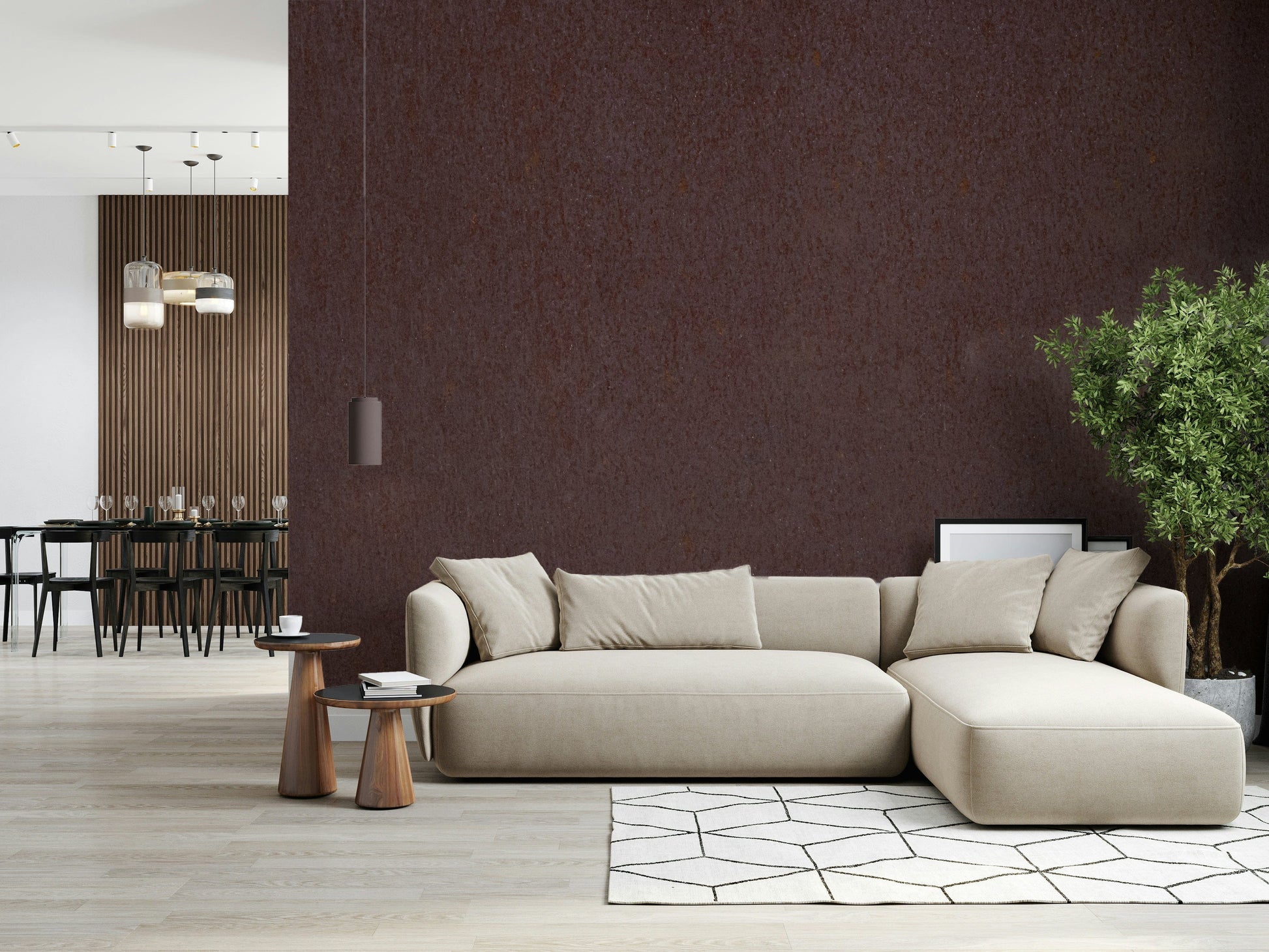 Art-inspired cocoa canvas wall mural blending rich earth tones and subtle texture for stylish décor.