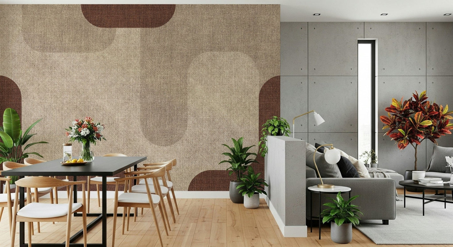 Smooth curved designs highlight this textured wallpaper.