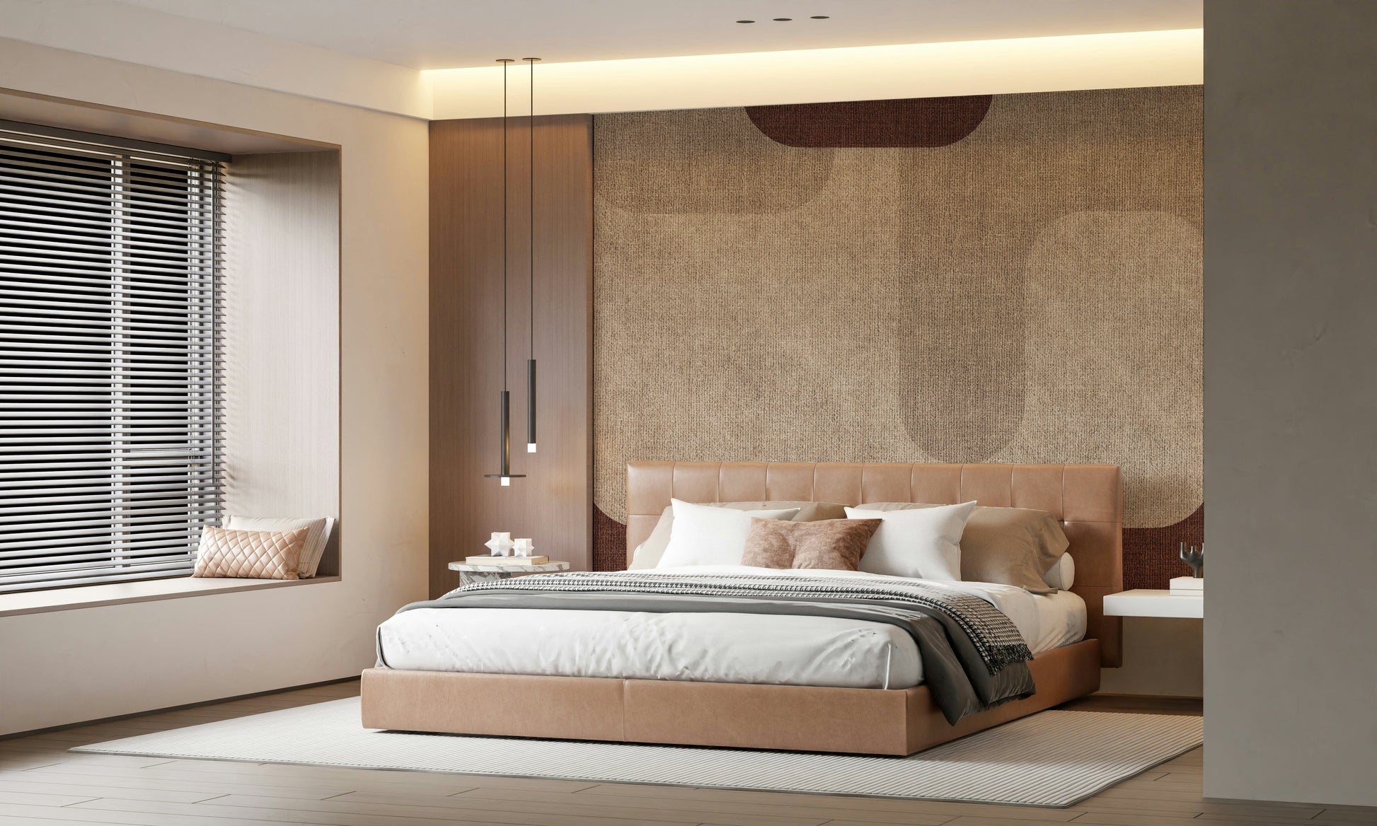 Fabric look Warm Curves Design wall mural, seamless interlocking shapes.