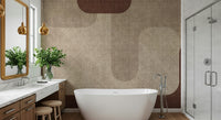 Brown and tan wall covering, large Warm Curves Design artwork.